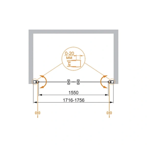 Душевая дверь в нишу Cezares Elena 175 см с рифленым стеклом - фото 2