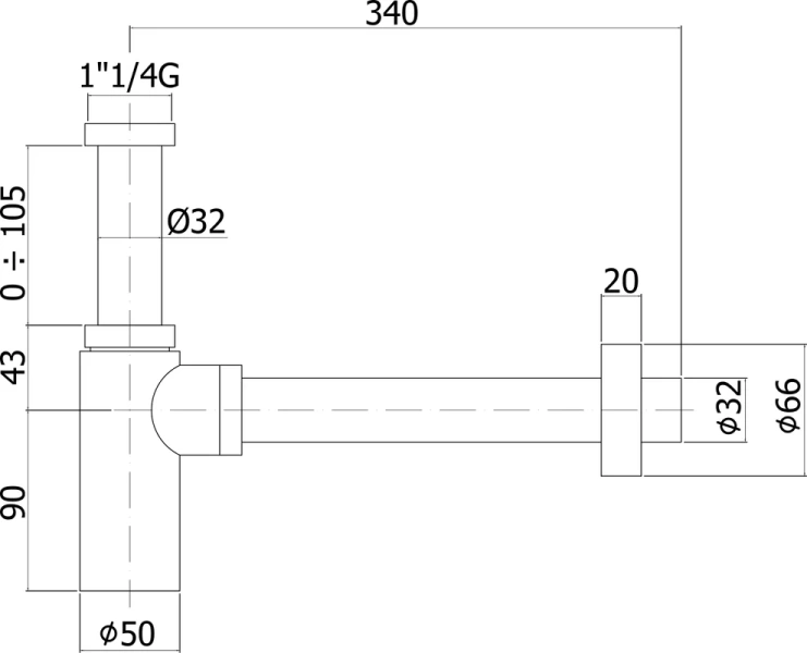 Сифон для раковины Paffoni Minimal ZACC240 круглый, хром, другие - фото 2