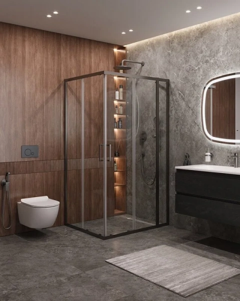 Душевой уголок Cezares Molveno 130х100 см стекло прозрачное профиль оружейная сталь - фото 3