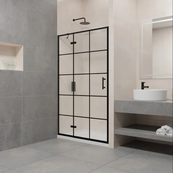 Душевая дверь в нишу RGW Passage PA-07B L 140 см профиль черный стекло прозрачное - фото 2