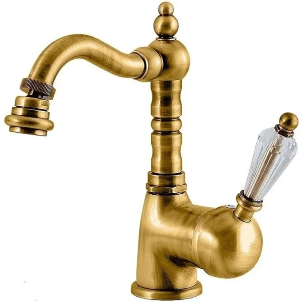 Смеситель для биде Caprigo Adria-Swarovski 01-032-oro, с донным клапаном, цвет золото, кристаллы сваровски белые - фото 1
