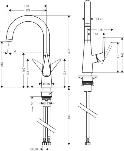 Смеситель для кухни Hansgrohe Talis M51 под сталь, для кухни - фото 2