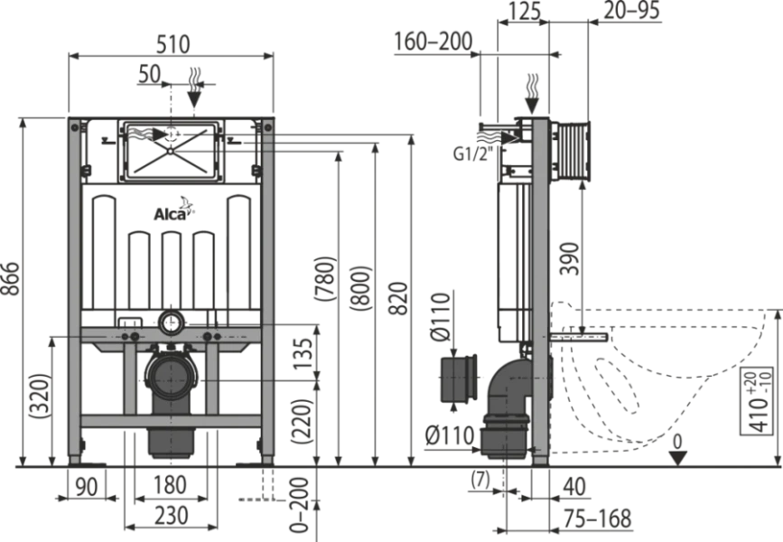 Инсталляция для унитаза Alcaplast Sadroмodul для сухой установки - фото 2