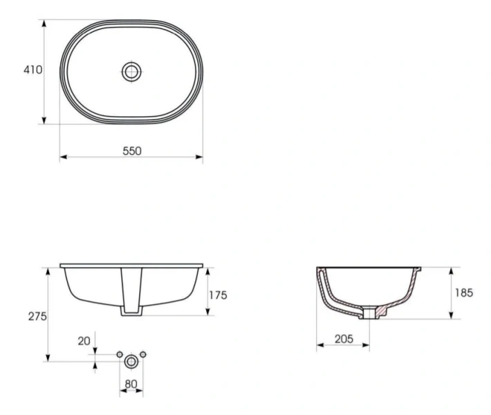 Раковина Cersanit Caspia 55 см белая, встраиваемая - фото 2