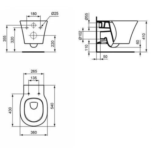 Унитаз с инсталляцией Ideal Standard ProSys Connect Air с кнопкой смыва, технология AquaBlade index_2 - фото 7