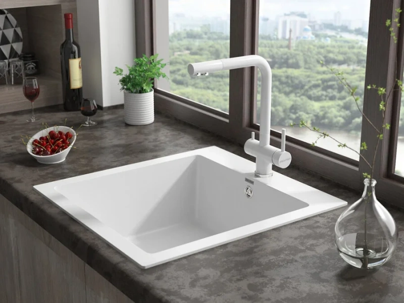 Смеситель для кухни Paulmark Skalen белый матовый, современные, hi-tech - фото 3