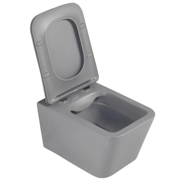 Унитаз подвесной Abber Rechteck серый матовый, современные, hi-tech, прямоугольные - фото 5