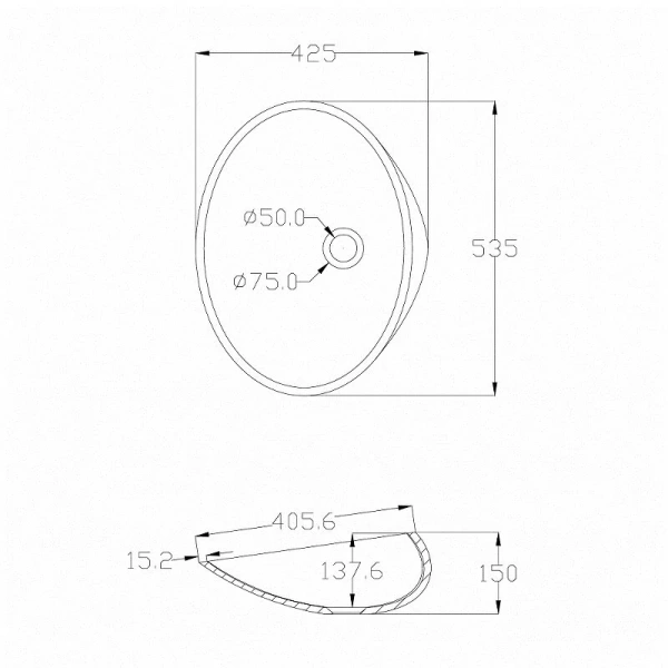 Раковина Abber Kristall AT2812 53 см прозрачная - фото 2