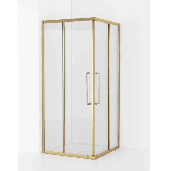 Душевой уголок Cezares Relax 80x80 см профиль брашированное золото стекло прозрачное - фото 3