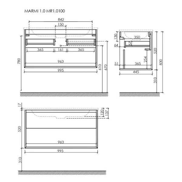 Тумба под раковину подвесная Sancos Marmi 1.0 100 см дуб чарльстон - фото 2