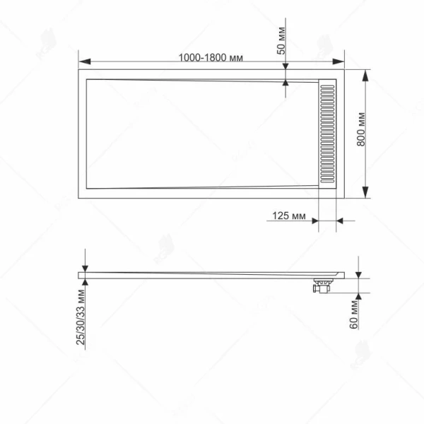 Душевой поддон RGW Stone Tray STM-118G 80х110 см графит, низкие до 15 см - фото 2