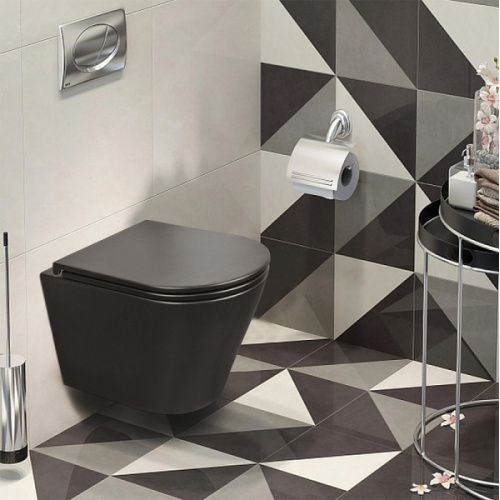 Унитаз подвесной Azario Teramo черный матовый, с горизонтальным, прямым выпуском, с прямым выпуском - фото 7