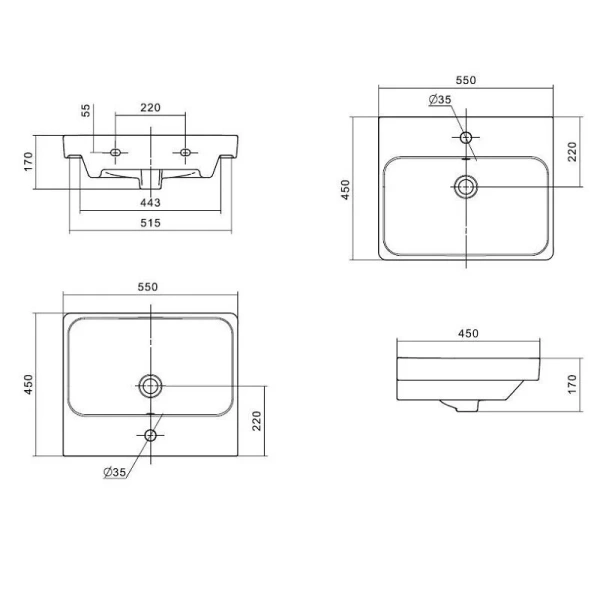 Тумба с раковиной подвесная Акватон Сканди 1A2517K0SD 55 см с ящиками, комплект (набор) - фото 8