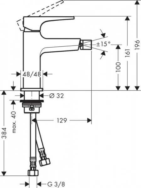 Смеситель для биде Hansgrohe Metropol 32520 с донным клапаном - фото 4