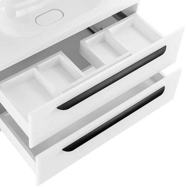 Тумба под раковину подвесная Cezares Eco 75 см bianco lucido, комплект (набор) - фото 8