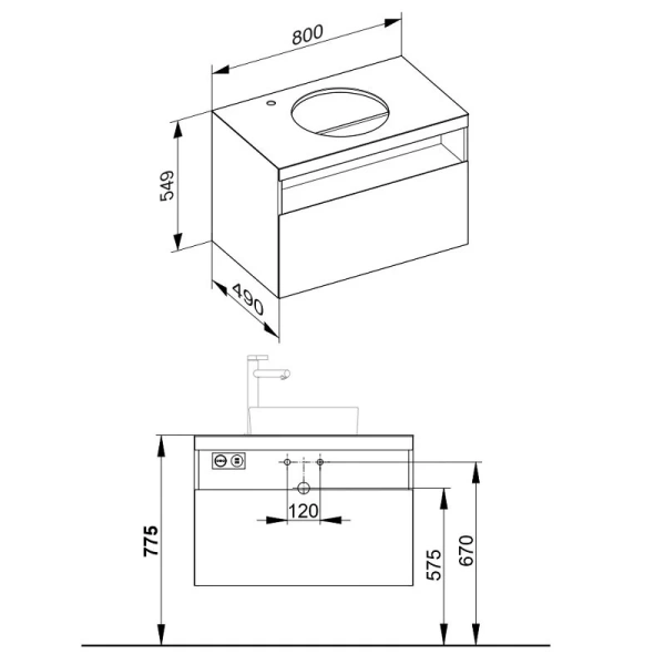Тумба под раковину подвесная Keuco Stageline 80 см вулканит, в наличии - фото 2