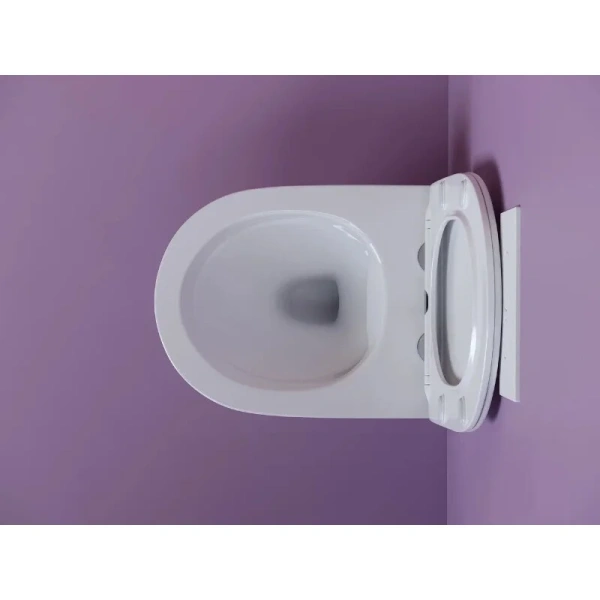 Унитаз подвесной Ceramica Nova Uno белый, недорогие, безободковые, сиденье с микролифтом , с антивсплеском - фото 5