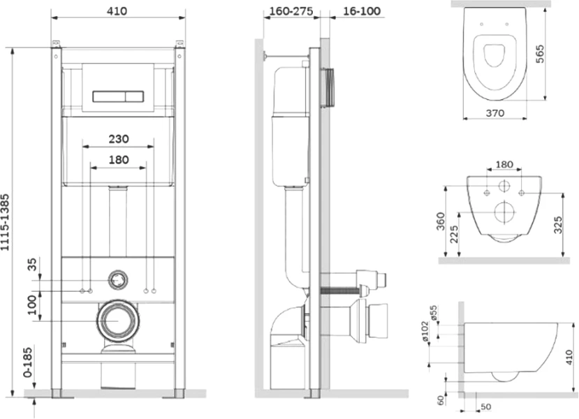 Унитаз с инсталляцией Am.Pm Awe IS302 с сиденьем микролифт и клавишей, по запросу index_2 - фото 9