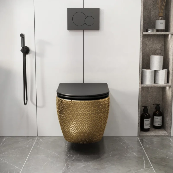 Унитаз подвесной Grossman Color золотой/черный - фото 3