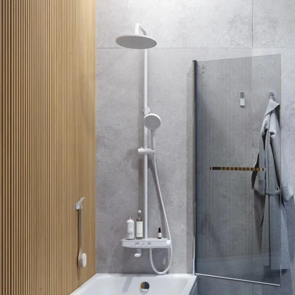 Душевая стойка IDDIS Shelfy белый матовый, современные, hi-tech - фото 2