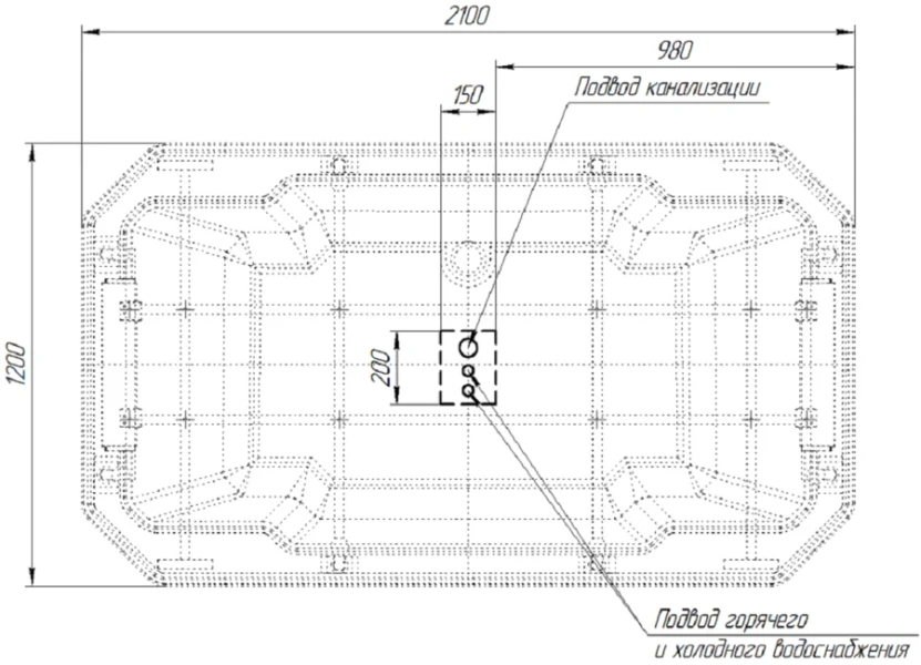 Акриловая ванна Fra Grande Фонтенбло 4-01-0-0-1-415, 210 x 120 см, рама-подставка, подголовник - 2 шт., белая - фото 3