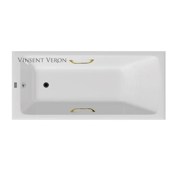 Чугунная ванна Vinsent Veron Kingston VKN1808050H/VH0012GD, 180 x 80 см, ручки золото, цвет белый - фото 1