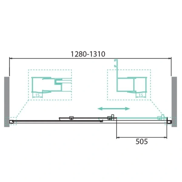 Душевая дверь в нишу BelBagno Due 130 см стекло прозрачное - фото 2