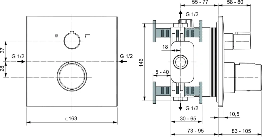 Смеситель для душа Ideal Standard Ceratherm C100 черный матовый, черные - фото 4
