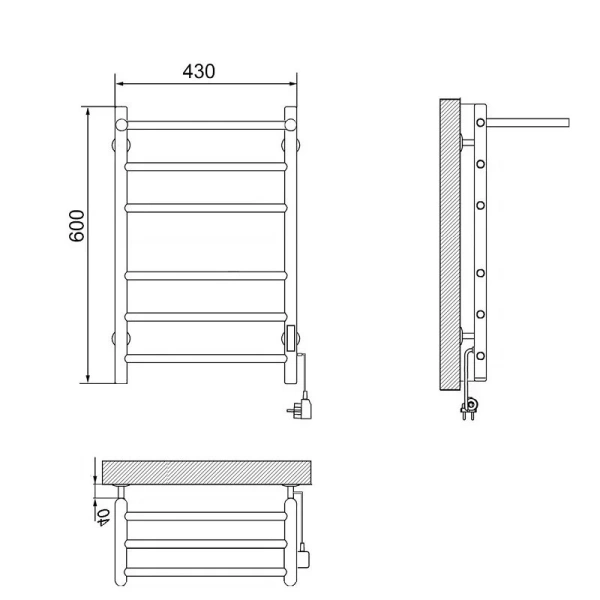 Полотенцесушитель электрический Ника WAY 60х40 см белый матовый - фото 2
