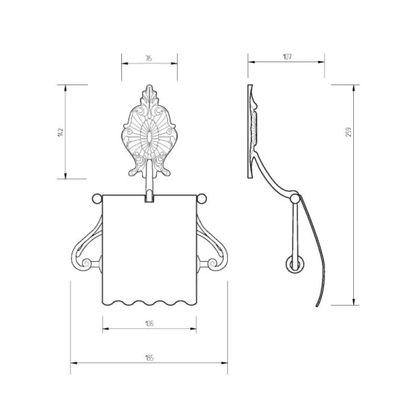 Бумагодержатель Migliore Elisabetta с декором, классические, ретро, декорированные - фото 2