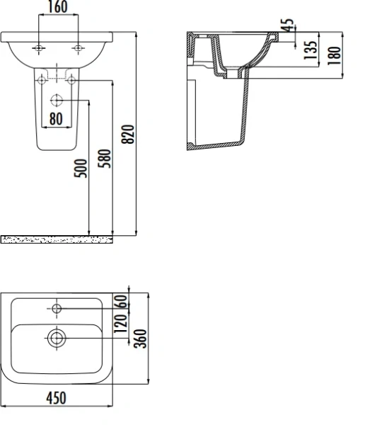 Раковина Creavit Key 45 см белая - фото 2
