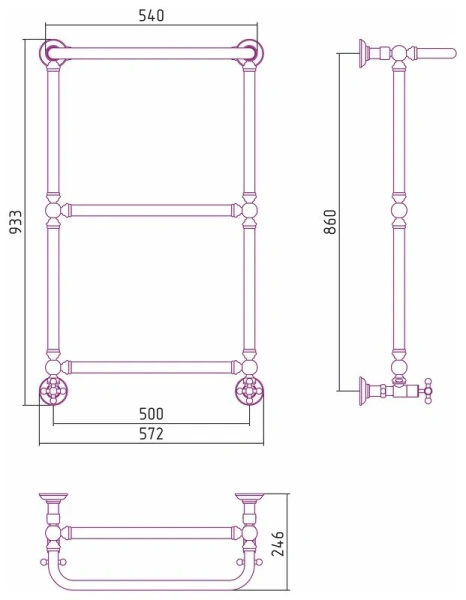Полотенцесушитель водяной Сунержа Ренессанс 50х86 см без покрытия - фото 2