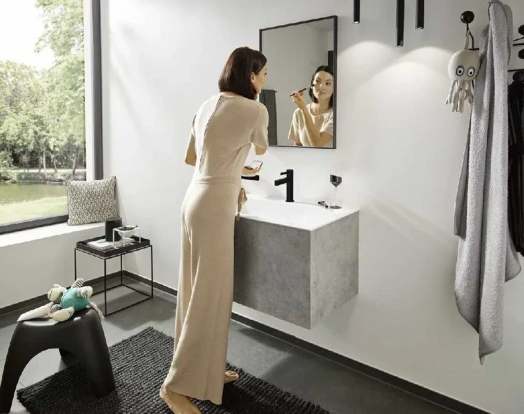 Смеситель для раковины Hansgrohe Finoris черный матовый, с донным клапаном - фото 5