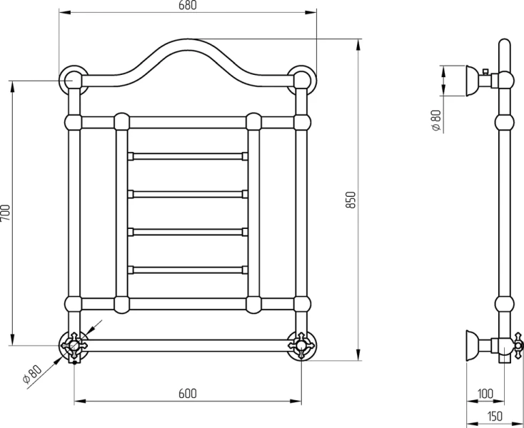 Полотенцесушитель электрический Migliore Edward 68х85 см хром, подключение слева - фото 2