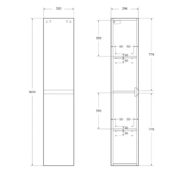 Шкаф-пенал подвесной BelBagno Kraft 33 см rovere galifax bianco левосторонний - фото 2