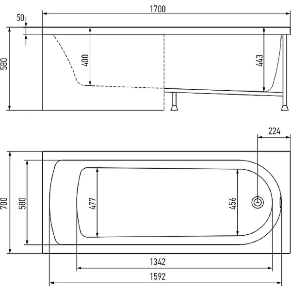 Ванна акриловая Timo Mika 170x70 см белая - фото 2