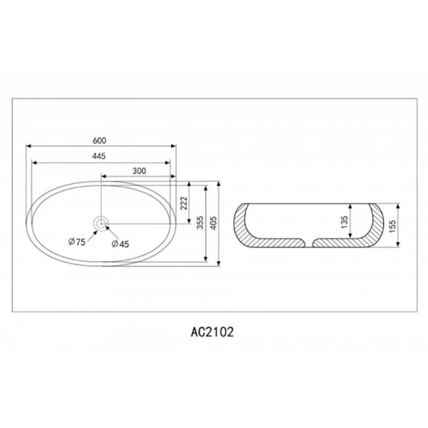 Раковина Abber Bequem AC2102 60 см накладная - фото 4