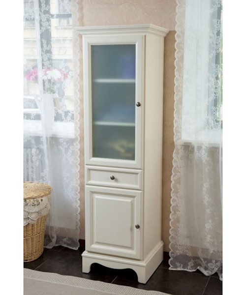 Пенал для ванной, петли слева, цвет слоновая кость матовый, фурнитура состареное серебро, La Beaute Michel - фото 1