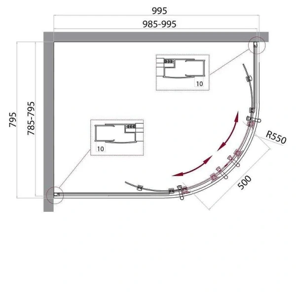 Душевой уголок BelBagno Uno 100х80 см с прозрачным стеклом - фото 2
