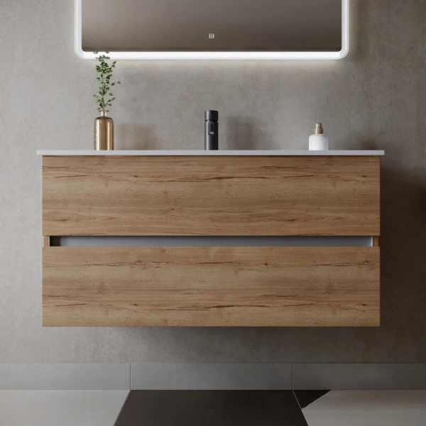 Тумба под раковину подвесная Sancos Urban 100 см дуб галифакс, современная, hi-tech - фото 3