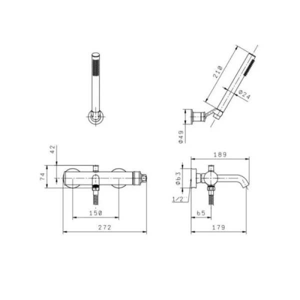 Смеситель для ванны Migliore Ermitage Mini 3141 настенный - фото 2