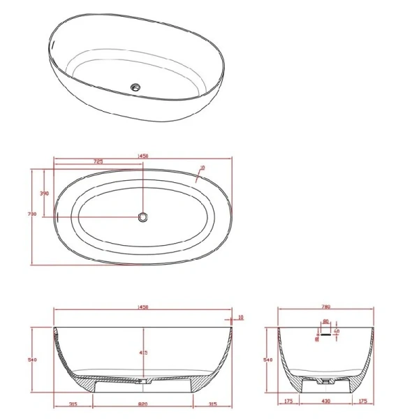Акриловая ванна Timo SATU1450, 150 х 80 см, цвет белый, белые - фото 7