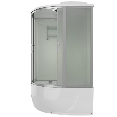 Душевой бокс, задние стенки серебристые, стекло матовое, Erlit Comfort ER 4350T-W3, с ванной - фото 4