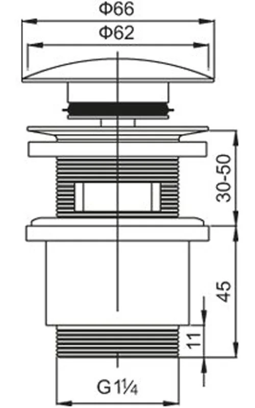 Донный клапан Cezares CZR хром, крышка чёрный глянец - фото 2