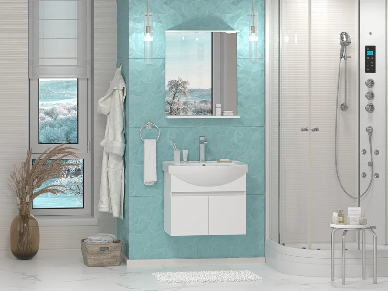 Тумба под раковину подвесная Misty Монро 65 см белая - фото 2