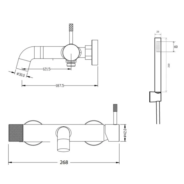 Смеситель для ванны Boheme Uno черный золото, для ванны - фото 2