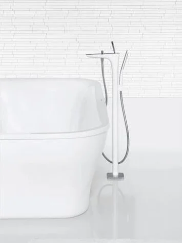 Смеситель для ванны напольный хром-белый Hansgrohe PuraVida, хром, комбинированные - фото 4