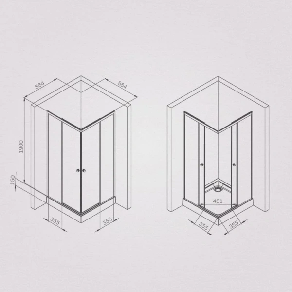 Душевой уголок Am.Pm X-Joy 90x90 см профиль черный, стекло прозрачное, квадратные - фото 2