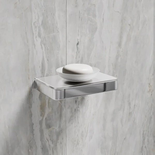 Мыльница Lemark Glass line хром/белое стекло - фото 3