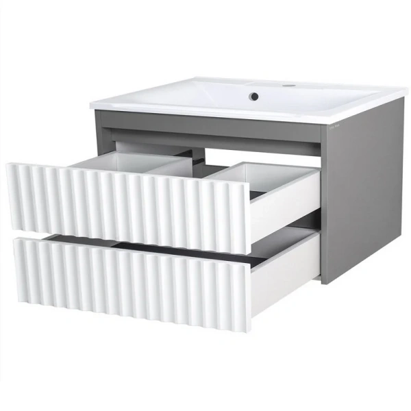 Тумба под раковину подвесная Brevita Balaton 65 см белая, серая - фото 3